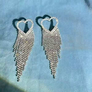 Large Heart Love Rhinestone Earrings